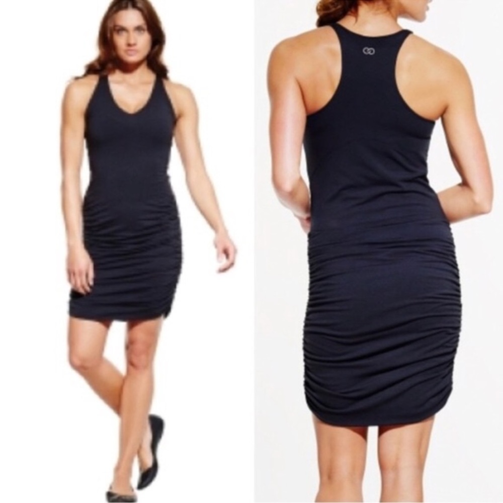 Calia by Carrie Underwood Double Layer Ruched Jersey Dress Black XL